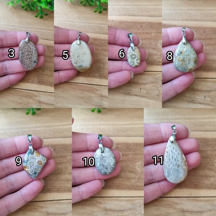 🐚 Pendentif en Corail Fossile – 11 modèles au choix