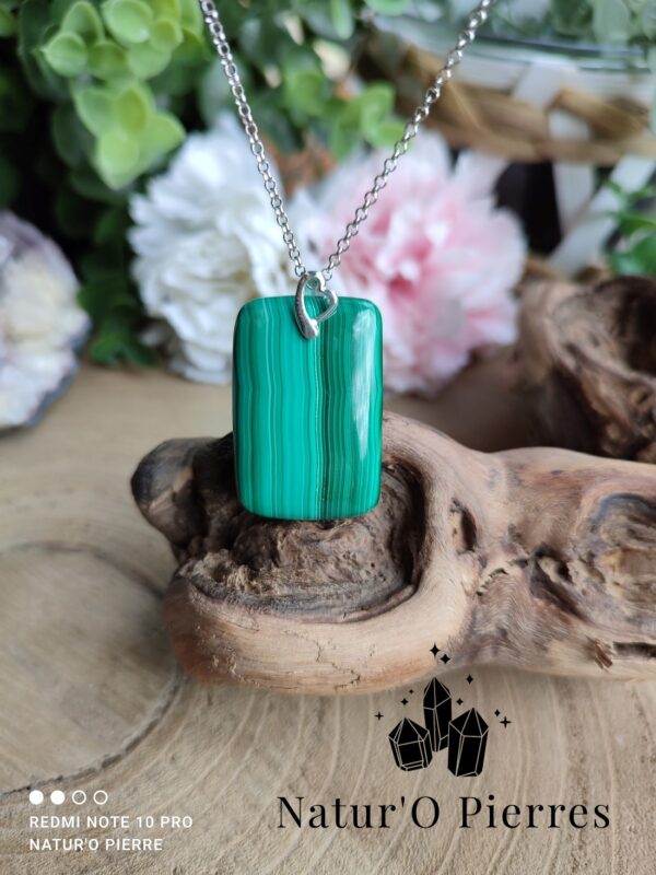 malachite-pendentif-rectangle-argent