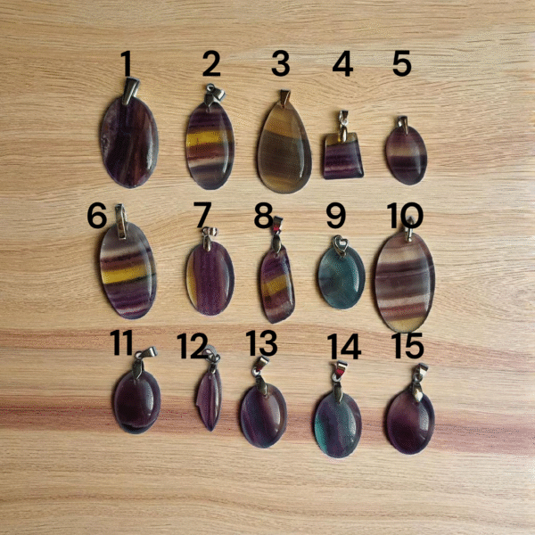 💛💜💚 Pendentif Fluorite Multicolore