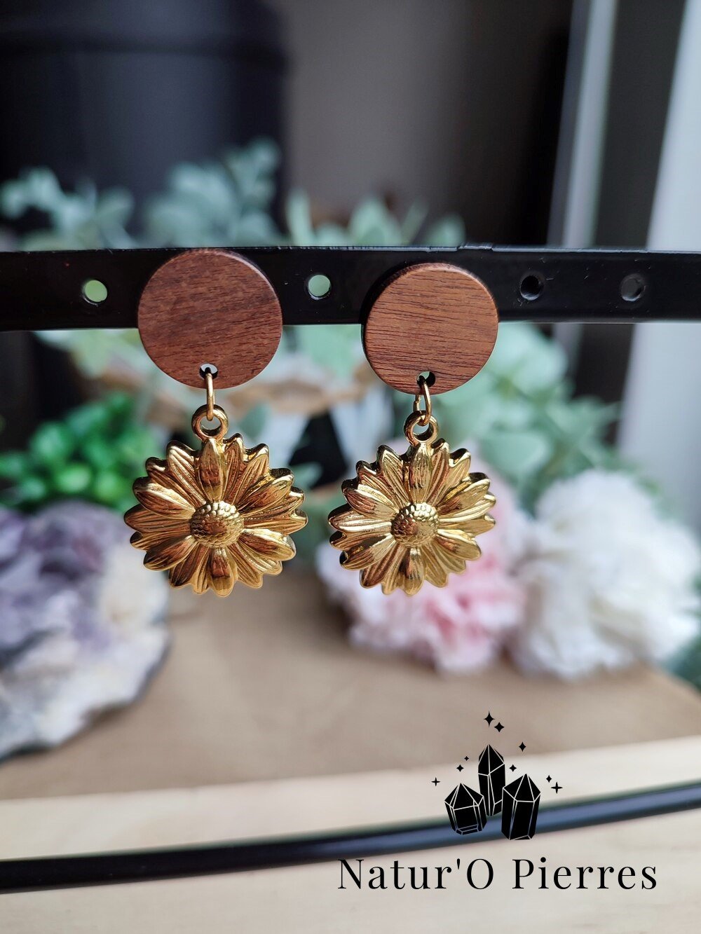 Boucles D'oreilles Pendantes Tournesol En Métal - Bijou Fleur Goutte Pour Femmes Et Filles - Style Bohème Vintage