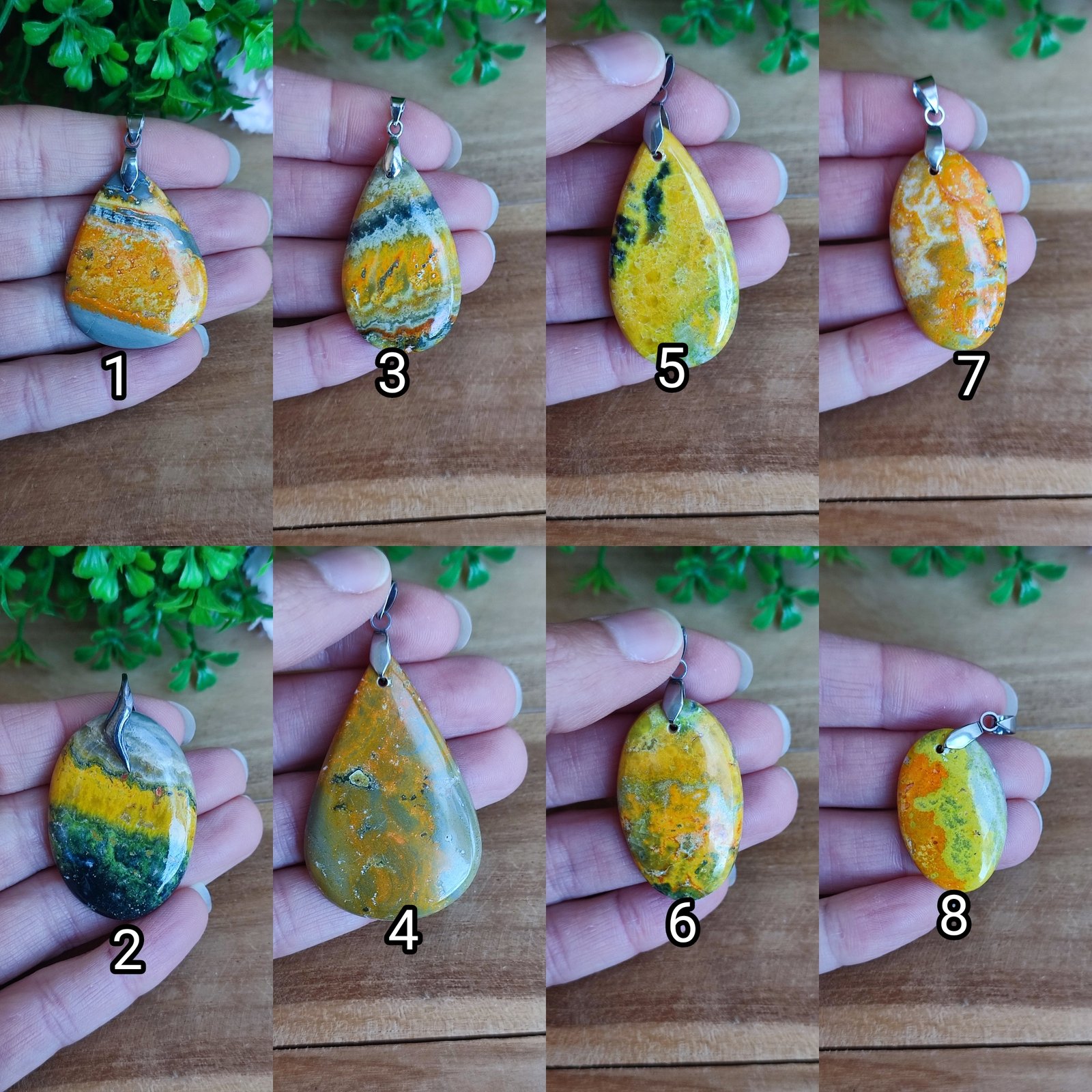 🐝 Pendentif en Jaspe Bumblebee – 8 modèles vibrants au choix