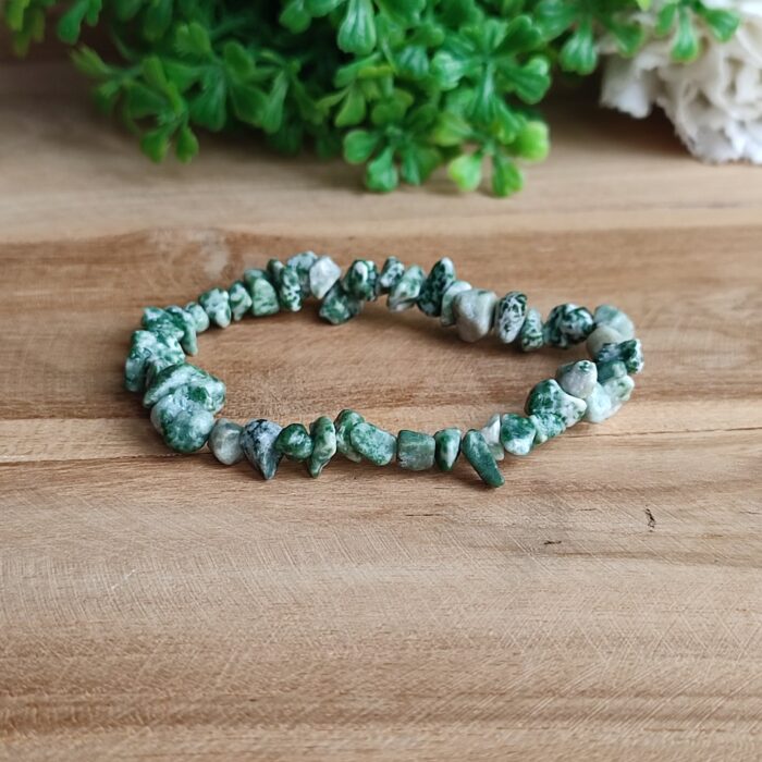 Bracelet jaspe vert baroque / chips 5-8 mm