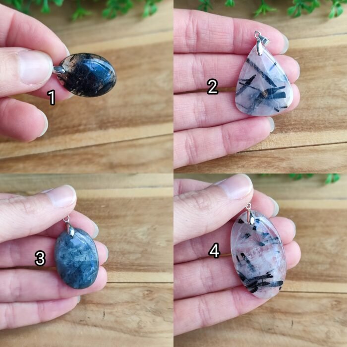 🔮 Pendentif en Quartz Rutile Tourmaline – 4 modèles au choix