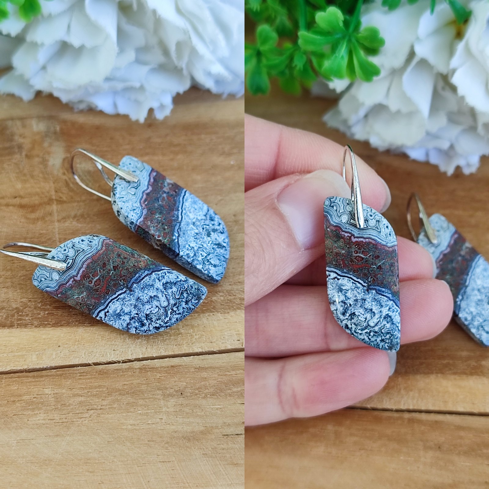 🎠 Boucles d’oreilles en Agate Crazy Lace – plusieurs modèles