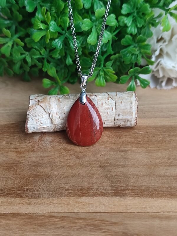 Pendentif goutte en jaspe bréchique rouge – Image 3