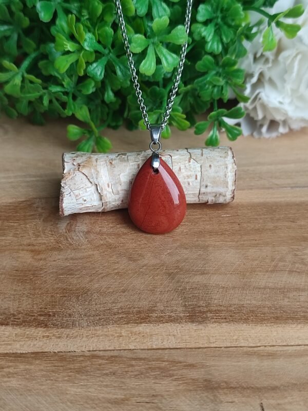 Pendentif goutte en jaspe bréchique rouge – Image 2