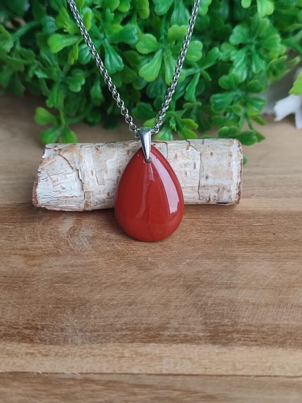 Pendentif goutte en jaspe bréchique rouge – Image 4