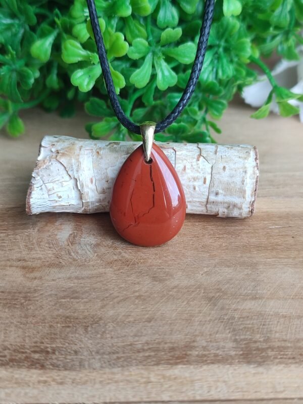 Pendentif goutte en jaspe bréchique rouge – Image 5