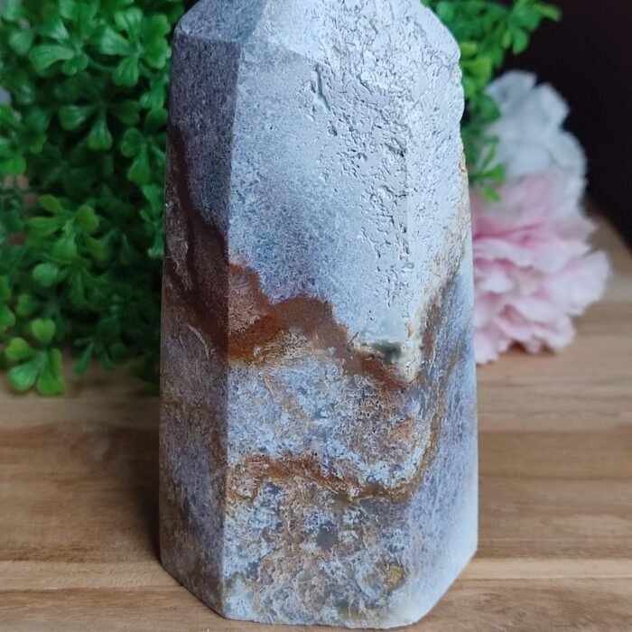 🌊🟤 Prisme – Jaspe Océan – 521 g – Forme sculptée
