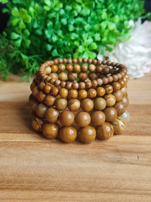 🪵 Bracelet en Jaspe Bois – Perles Naturelles (Qualité A)