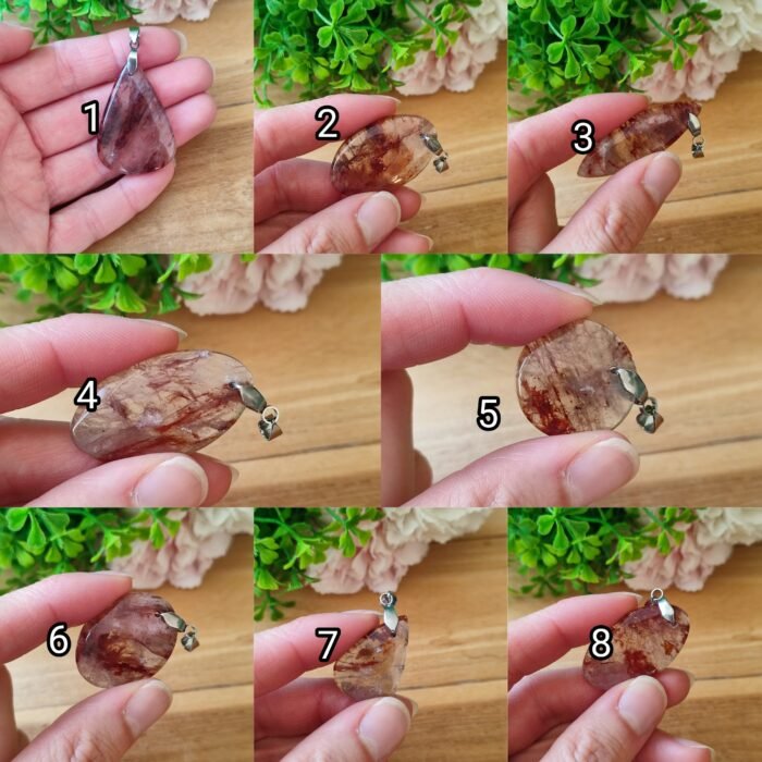 🔥 Pendentif en Quartz Hématoïde – 8 modèles uniques