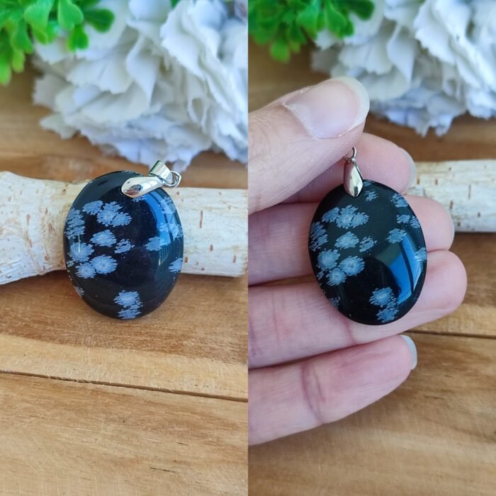 🌨️ Pendentif en Obsidienne flocon de neige - Plusieurs modèles